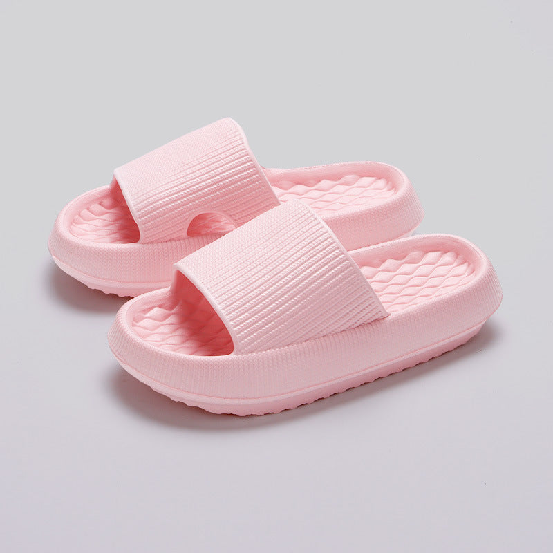 Summer EVA Slippers – Solid Color Rhombus Stripe Anti-Slip Home Shoes