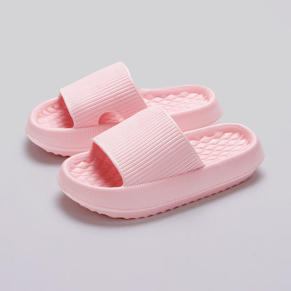 Summer EVA Slippers – Solid Color Rhombus Stripe Anti-Slip Home Shoes