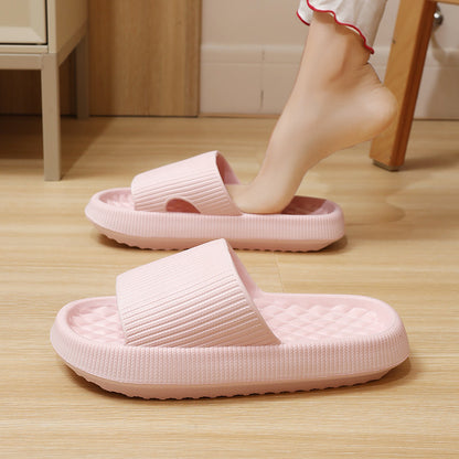 Summer EVA Slippers – Solid Color Rhombus Stripe Anti-Slip Home Shoes