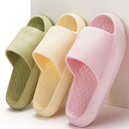 Summer EVA Slippers – Solid Color Rhombus Stripe Anti-Slip Home Shoes