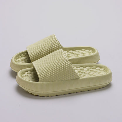 Summer EVA Slippers – Solid Color Rhombus Stripe Anti-Slip Home Shoes